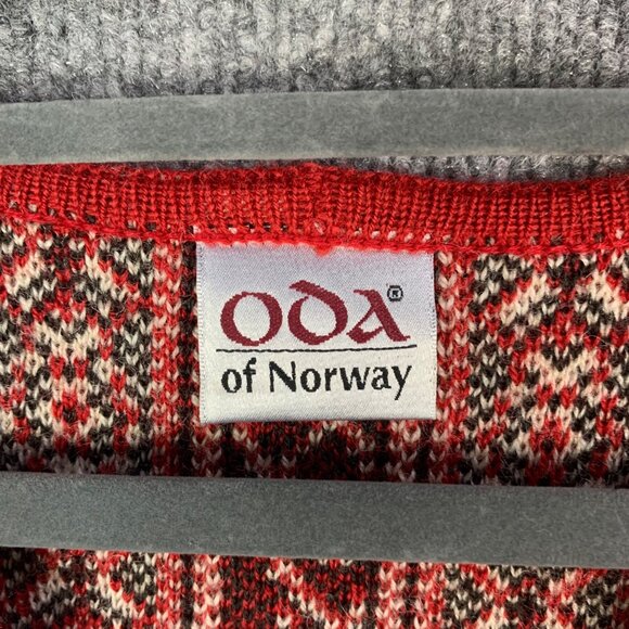 Vintage ODA Of Norway Wool Fair Isle Cardigan Sweater Metal Clasp S - Picture 8 of 14